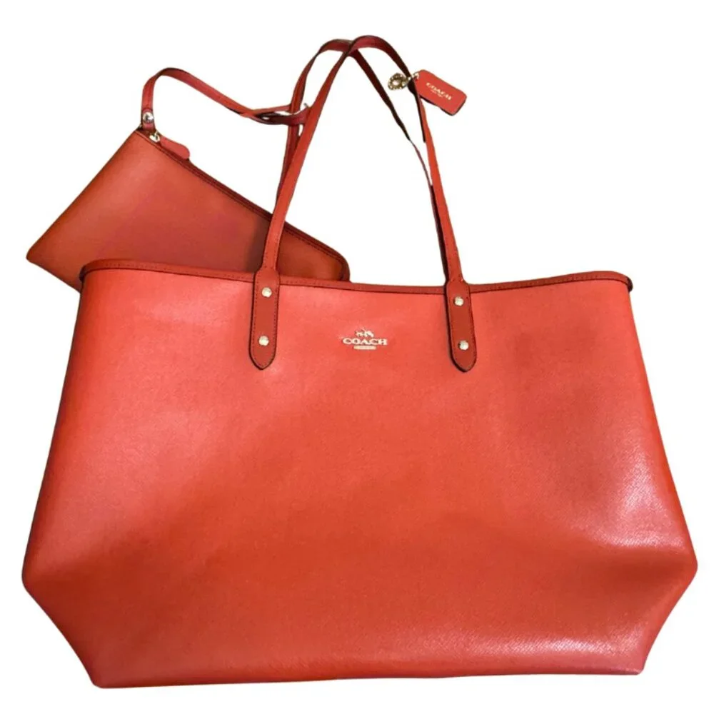 Coach Reversible City Tote Orange/Fuchsia - Picture 10 of 16